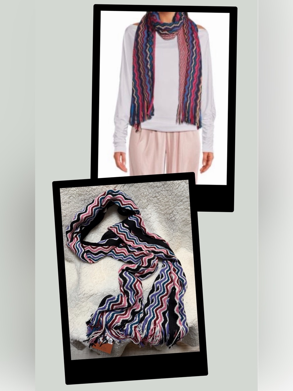NEW Missoni Chevron Wool Blend Scarf, Made In Italy, approximately 20” x 80”